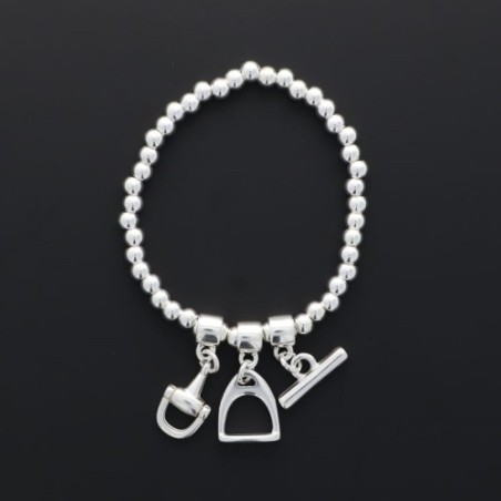 Bracelet perles élastique étrier Secret de Cuir