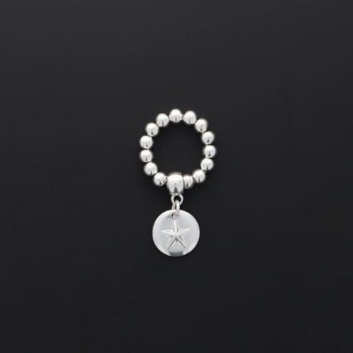 Bague perles étoile relief...