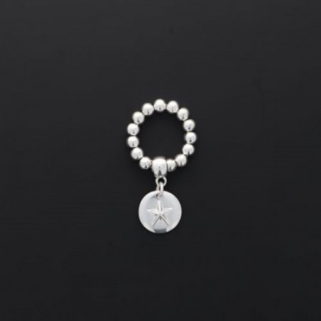 Bague perles étoile relief SECRET DE CUIR