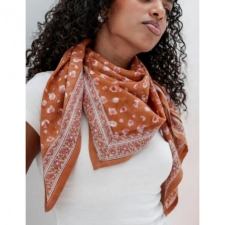 GRAND FOULARD INDIEN BENGAL PRALINE