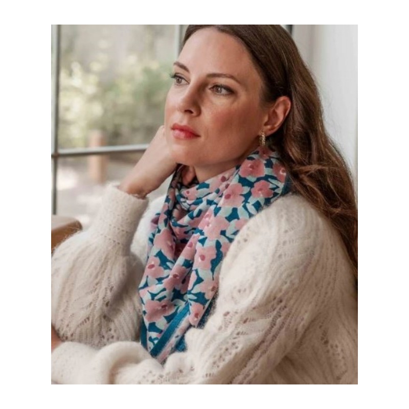 GRAND FOULARD INDIEN - POSY OPALE