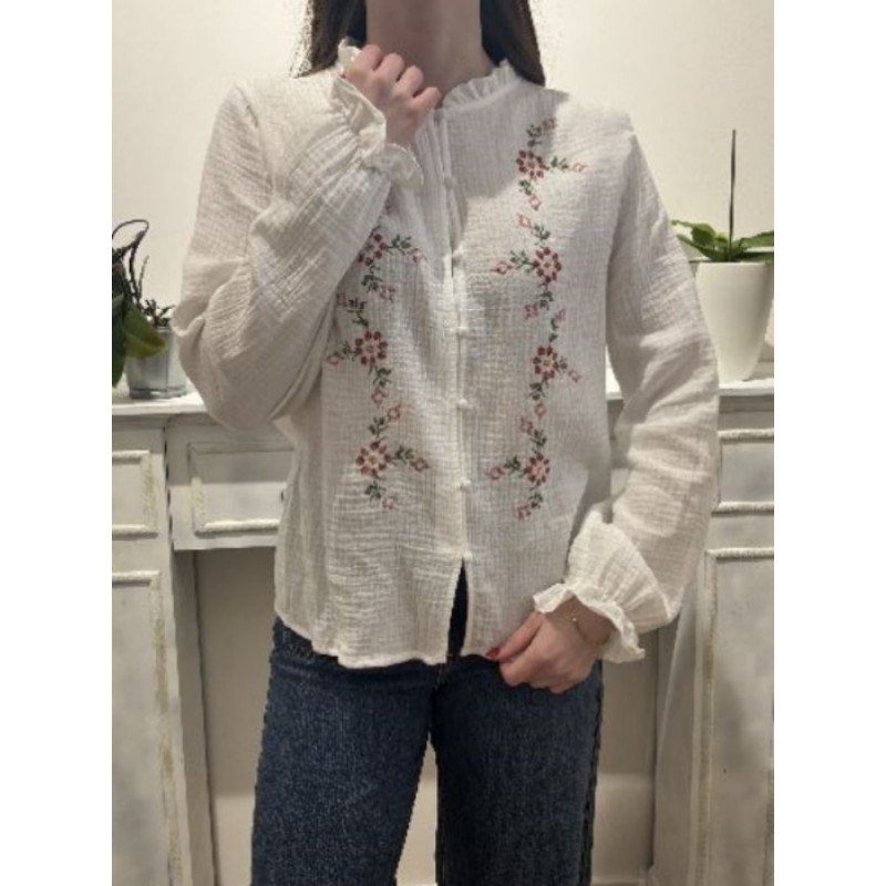 BLOUSE FLOREA EN GAZE DE COTON 