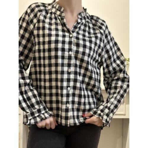 Blouse Vichy noire et...