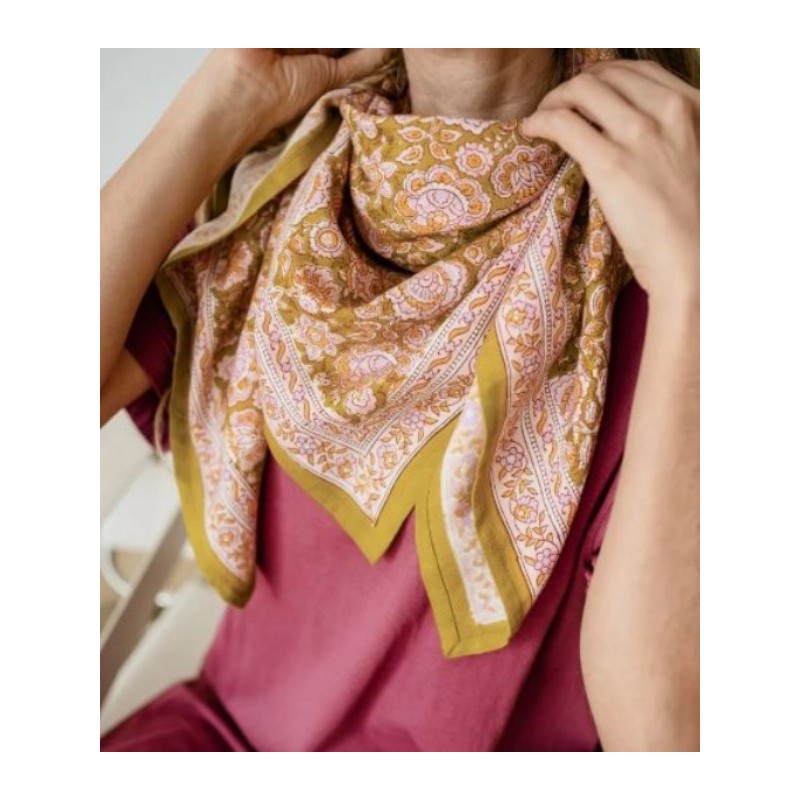 FOULARD INDIEN GARDA KHAKI - BINDI ATELIER