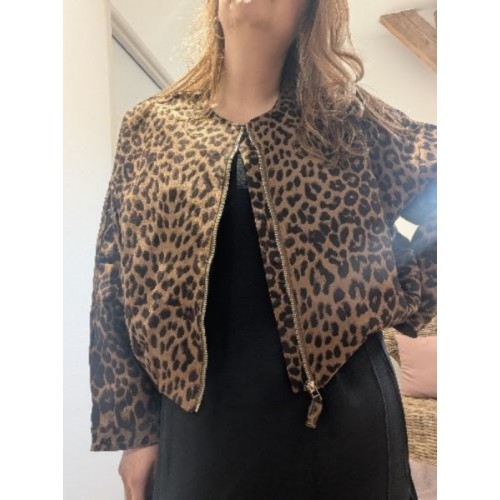 VESTE BOMBERS LEOPARD OVESIZE