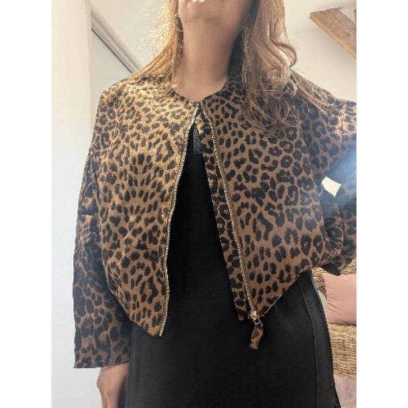 VESTE BOMBERS LEOPARD OVESIZE