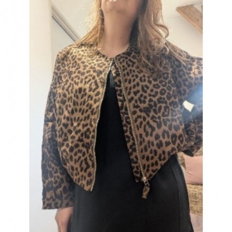 VESTE BOMBERS LEOPARD OVESIZE