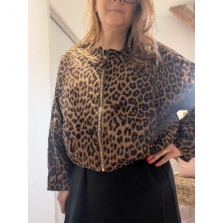VESTE BOMBERS LEOPARD OVESIZE