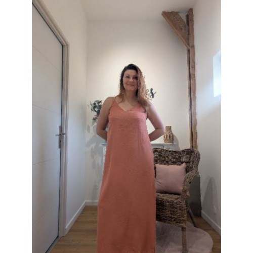 ROBE LONGUE PERRINE VIEUX ROSE